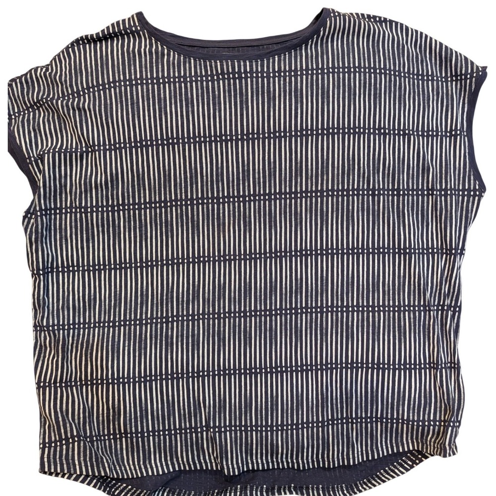 Ocean + Coast Womens XL Navy Blue White Striped Sleeveless Knit Crew Neck Top